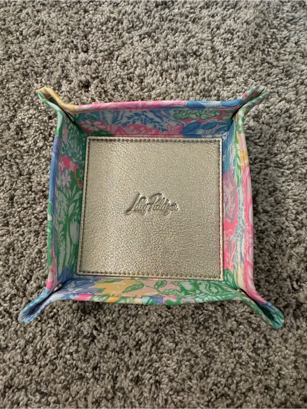 Lilly Pulitzer Pastel Floral Jewelry Catchall with Gold Insert